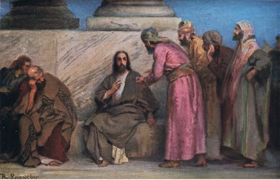 El dinero del tributo, de la Historia de la Biblia de Hulbert publicada por The John Winston Company, 1932 de Anton Robert Leinweber