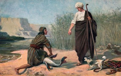 Tobías y el ángel (litografia en color) de Anton Robert Leinweber