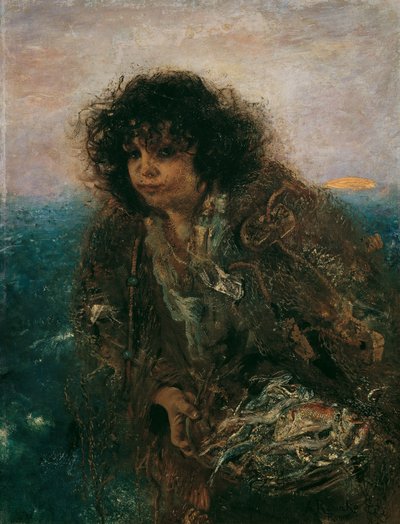 niño pescador italiano de Anton Romako