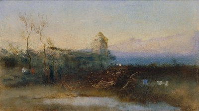 paisaje con un castillo de Anton Romako