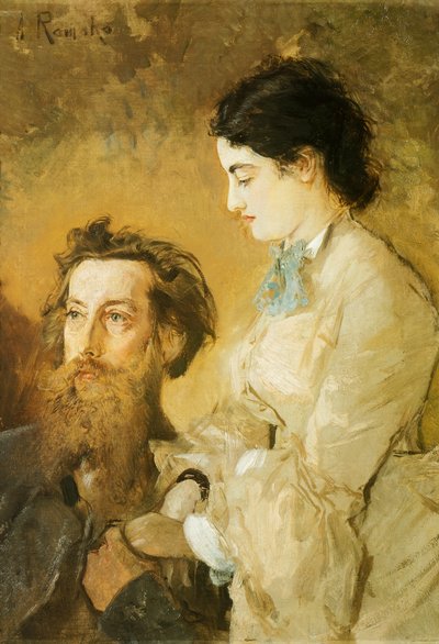 Retrato del escultor Reinhold Begas con su esposa de Anton Romako