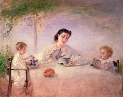 La esposa del artista Sophie con sus hijas Mathilda y Adele, 1873 de Anton Romako
