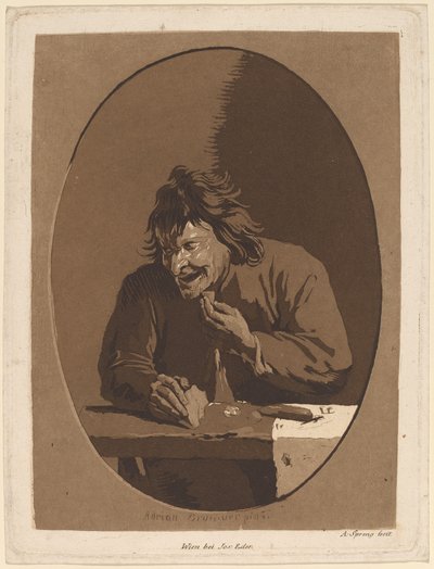 Un campesino comiendo de Anton Spreng after Adriaen Brouwer; published by Joseph Eder