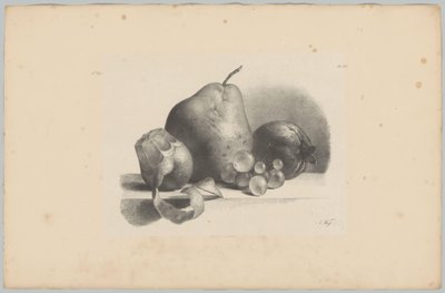 Pera, melocotón, uvas y limón pelado
Estudios de flores y frutas (...) 3er episodio (título de la serie) de Anton Weiss