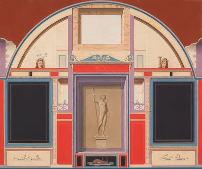 Pintura mural de una casa romana en el terreno de la Villa Negroni en Roma, estatua de Adonis. Alrededor de 1801 de Anton von Maron