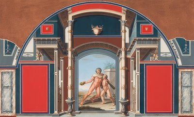 Mural de una casa romana en el terreno de la Villa Negroni en Roma, Hércules borracho de Anton von Maron