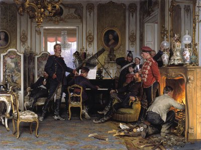 En los cuarteles de las tropas fuera de París, 1894 de Anton Alexander von Werner