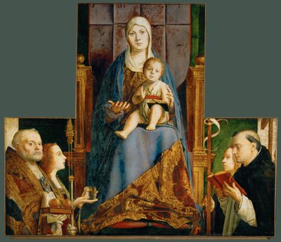 Santa María y el Niño con los santos Nicolás de Bari, Anastasia, Úrsula, Domingo y Elena de Antonello da Messina
