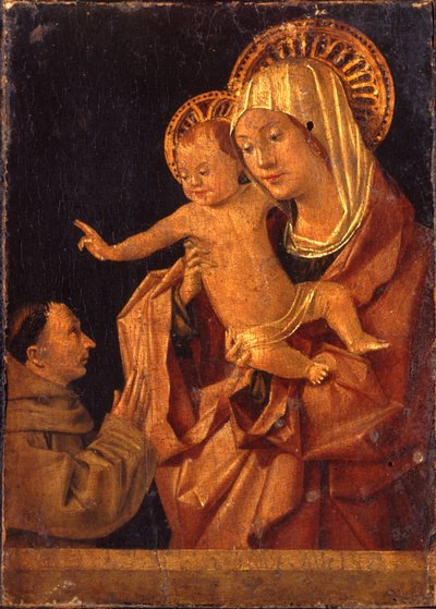 La Madonna y el Niño con un monje franciscano en adoración de Antonello da Messina