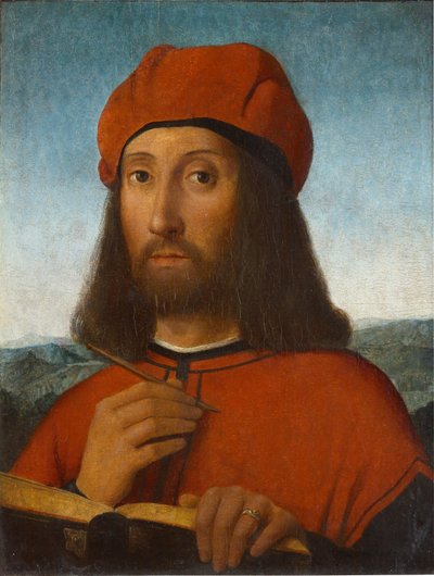 Retrato de un hombre con boina roja y libro de Antonello de Saliba