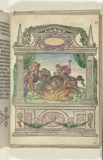 Escena con la gesta heroica de Marcus Curtius, 1578 de Antoni van Leest