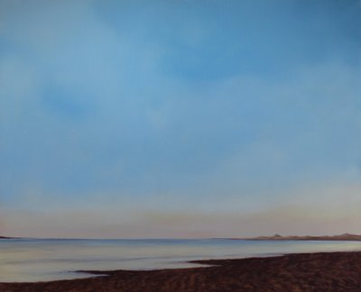 Playa de Instow, Marea bajando, c.2008 (óleo sobre lienzo) de Antonia Myatt