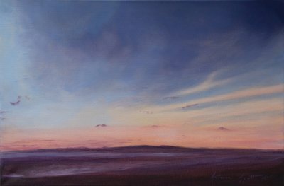 Marea baja, Instow Devon, 2022 (óleo sobre lienzo) de Antonia Myatt