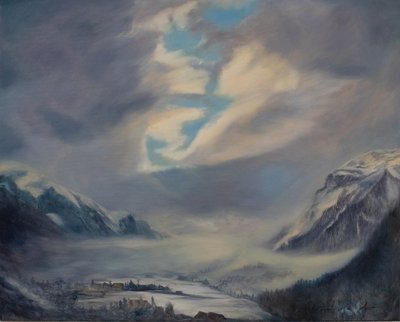 Montañas de Suiza, 2011 (óleo sobre lienzo) de Antonia Myatt