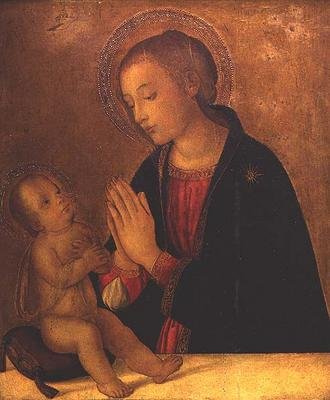 La Madonna adorando al Niño de Antoniazzo (workshop of) Romano