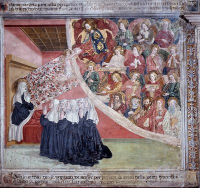 Vida de Santa Francesca Romana: La muerte de la santa después de haber rezado Vísperas, 9 de marzo de 1440 de Antoniazzo Romano