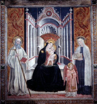 Virgen entre San Benito y Santa Francesca Romana de Antoniazzo Romano