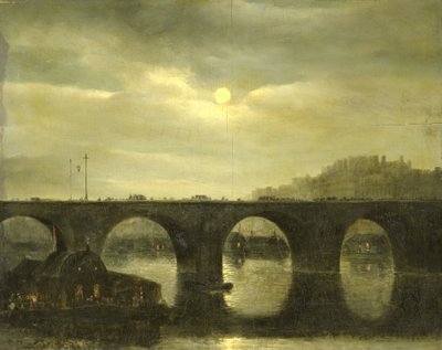 Uno de los puentes sobre el Sena, París, a la luz de la luna de Antonie Waldorp