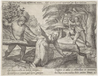 limpiando el bosque Grano en crecimiento (título de la serie) de Antonie Wierix (II) (possibly)