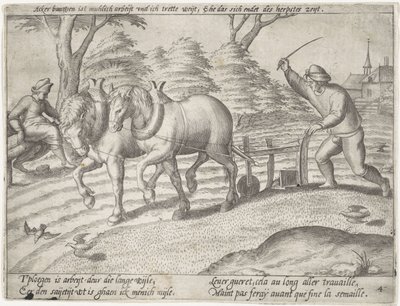 Arando la tierra Grano en crecimiento (título de la serie) de Antonie Wierix (II) (possibly)