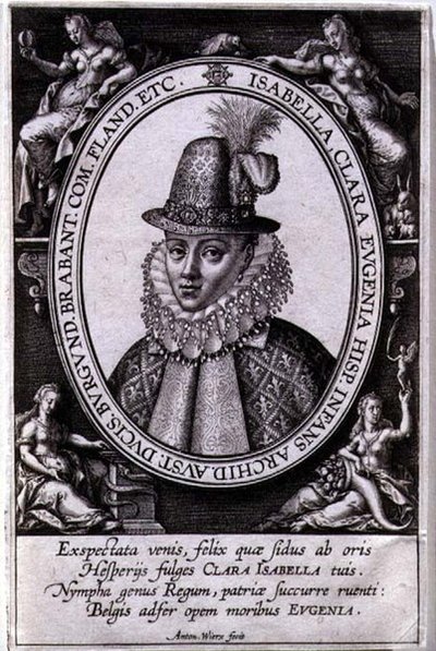 Retrato de Isabel Clara Eugenia de Austria, esposa de Alberto, Archiduque de Austria de Antonie Wierix