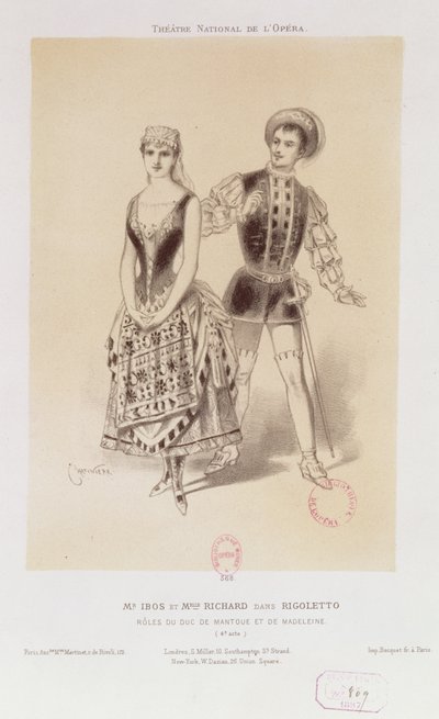 El Sr. Ibos y la Srta. Richard como el Duque de Mantua y Magdalena en Rigoletto de Verdi, 1885 de Antonin Marie Chatiniere