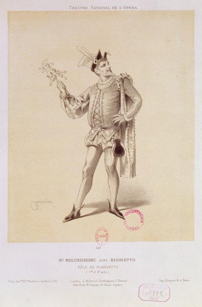 Retrato del Sr. Melchissedec como Rigoletto en Rigoletto de Verdi de Antonin Marie Chatiniere