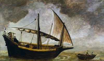 Barco de vino genovés del siglo XVII, XX (pintura) de Antonino Traverso