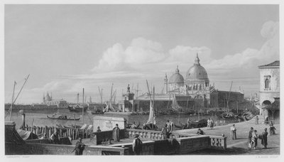 La Dogana, Venecia, del cuadro en la Colección Real (grabado) de Antonio (after) Canaletto
