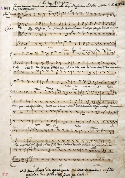 Partitura autógrafa de Oratorium, de Antonio Salieri (1750-1825) de Antonio (after) Salieri