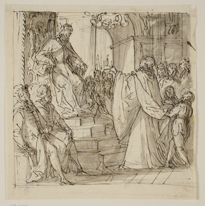 Un embajador de la familia Barbarigo recibido en audiencia por un rey. Estudio para un fresco en Villa Barbarigo, Noventa Vicentina de Antonio Aliense