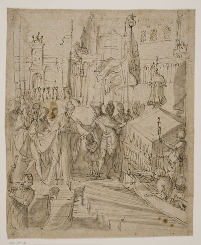 El dogo dando a un miembro de la familia Barbarigo el mando de la flota veneciana de Antonio Aliense