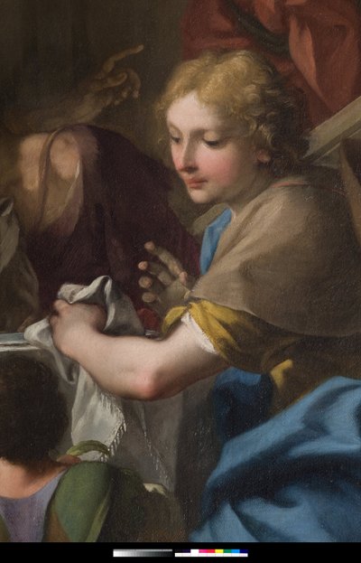 San Gregorio Magno en una mesa con Jesús disfrazado de peregrino (detalle) de Antonio Balestra