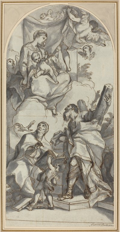 La Madonna y el Niño en la Gloria con los Santos Gregorio el Grande y Andrés de Antonio Balestra
