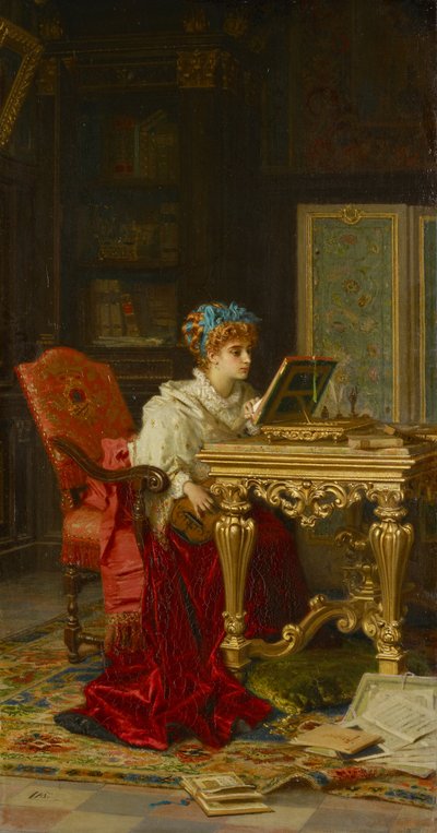 Una dama que toca música (Irene di Spilimbergo) de Antonio Barzaghi Cattaneo