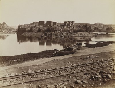 Philae, vista de la orilla este del Nilo, noroeste de Antonio Beato