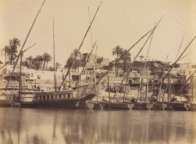 Vista de Asuán - A lo largo del Nilo, c. 1870s - 1880s de Antonio Beato