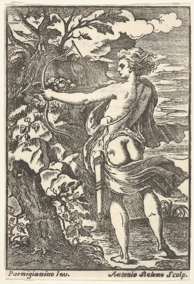 Calisto cazando con arco tensado, después de Parmigianino, 1720-1740 de Antonio Belemo