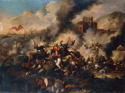 Una batalla de cruzados (óleo sobre lienzo) de Antonio Calza