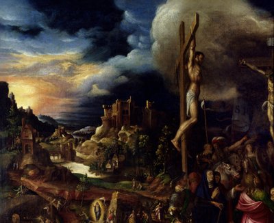 Cristo en la Cruz Escenas de la Pasión: ascenso al Calvario (Vía Crucis), crucifixión de Antonio Campi