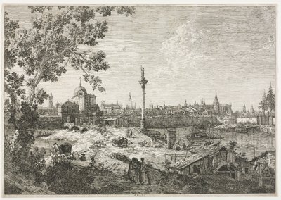 Panorama de una ciudad en un río de Antonio Canaletto