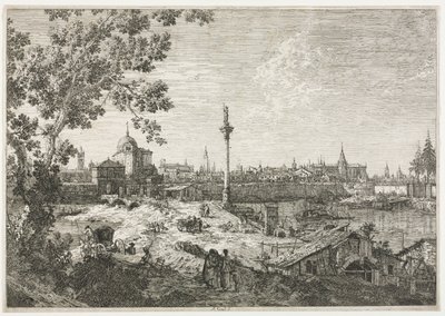 Panorama de una ciudad en un río de Giovanni Antonio Canal