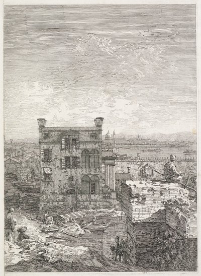 Vistas: Una Casa Rodeada por Seis Columnas de Antonio Canaletto