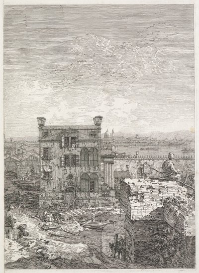 Vistas: Una casa rodeada por seis columnas, 1735-1746 de Giovanni Antonio Canal