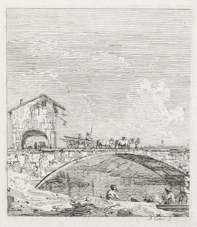 Vistas: Un carro pasando sobre un puente, 1735-1746 de Giovanni Antonio Canal