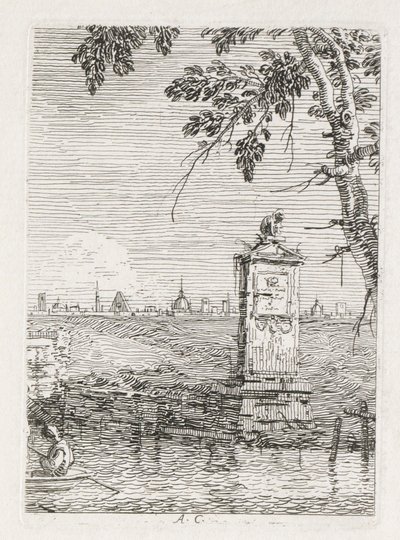 Vistas: El Pequeño Monumento bajo un Árbol, 1735-1746 de Giovanni Antonio Canal