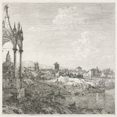 Vistas: El sepulcro de un obispo, 1735-1746 de Giovanni Antonio Canal