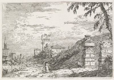 Vistas: Dos pilares en ruinas, 1735-1746 de Giovanni Antonio Canal