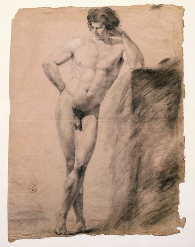 Estudio de desnudo masculino apoyado en un pedestal de Antonio Canova