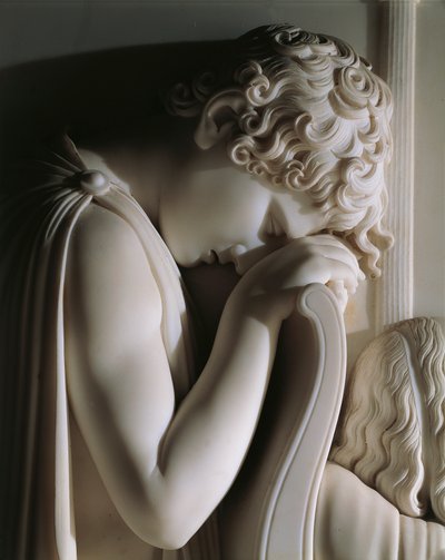 El luto de la condesa de Haro, por Antonio Canova, relieve de mármol de Antonio Canova